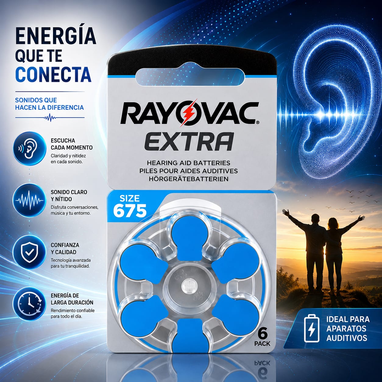Pilas Para Audífonos Rayovac Extra Tamaño 675 x6 Unidades